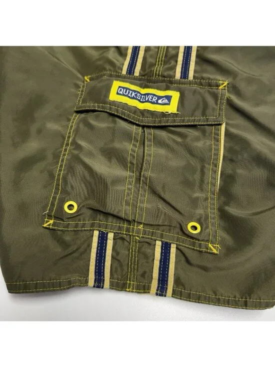 Vintage Quiksilver Swim Trunks Mens XL Green 90s Y2K Board Shorts Surf - Picture 3 of 13